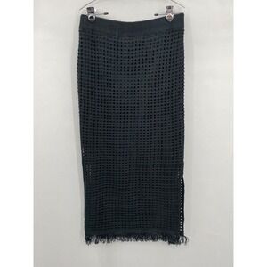 Emma & Posh Crochet Knit Midi Skirt Womens XL Black Fringe‎ Boho Beach Coverup